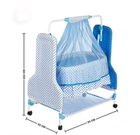 New Born Baby Swing Baby Cradle Baby Crib Baby Jhula with  Cotton Mattress Pillow Adjustable Height and Mosquito Net (Blue - Free Size, Blue, Cradle Material :Cotton, Jhula, Multipack 1